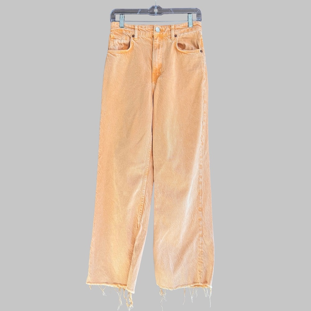 Zara Orange Light Wash Jeans Raw Edge in Size 4